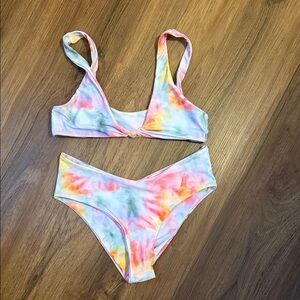 Tie-Dye Two-Piece Bikini Set - Pastel Rainbow